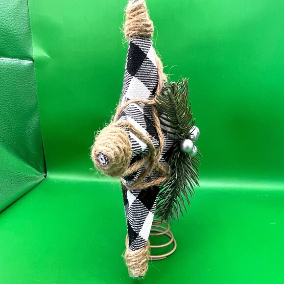Handmade Buffalo Plaid Star Christmas Tree Topper Rustic Farmhouse Holiday Décor - Picture 4 of 12